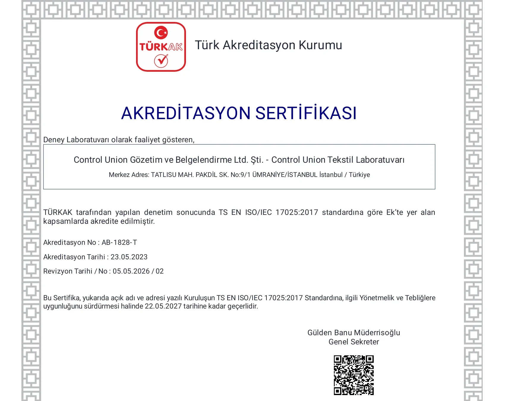 ISO 17025 Türkak Sertifika ve Kapsam CUTEX TR 1