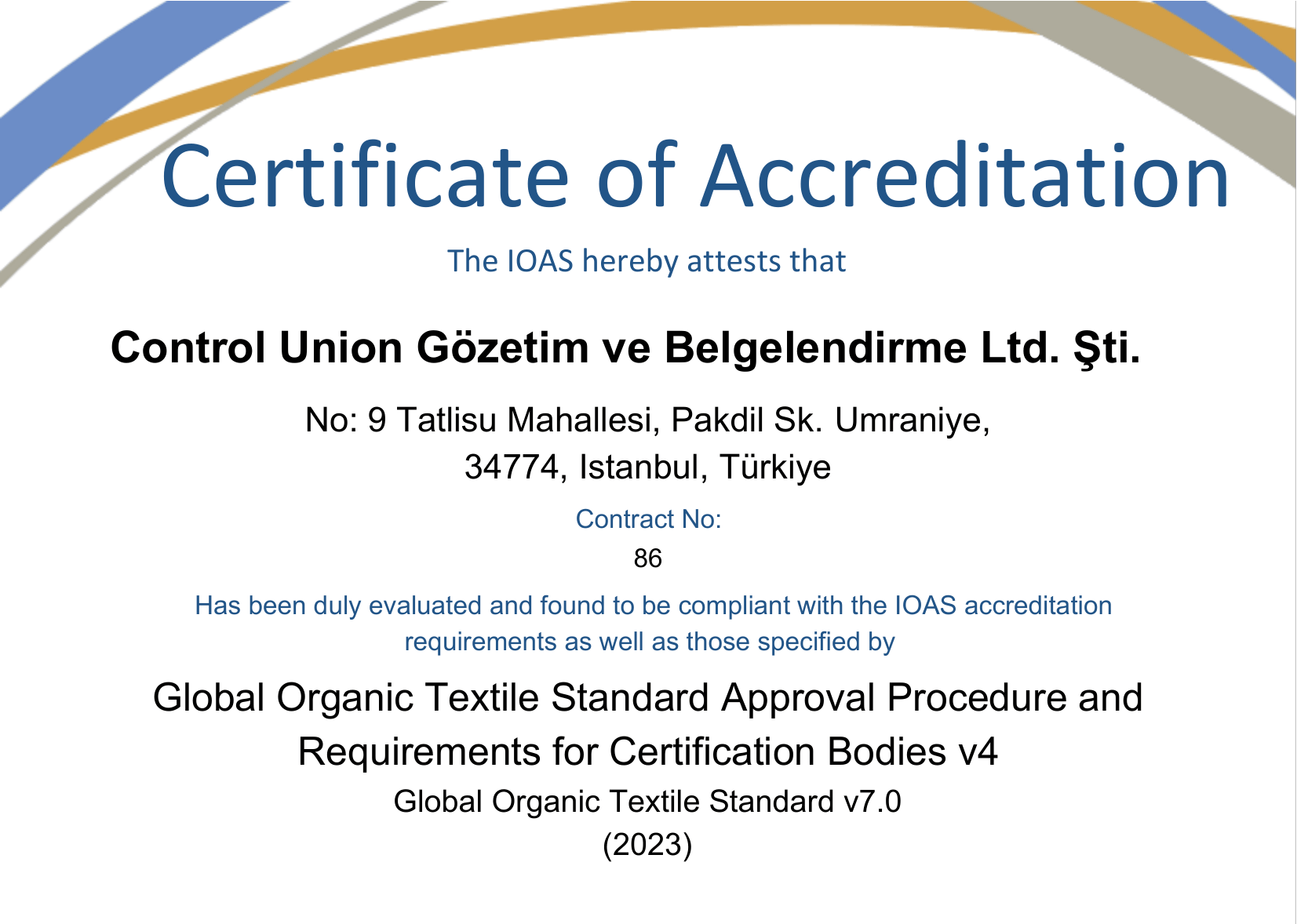 CUGB GOTS Certificate 2026